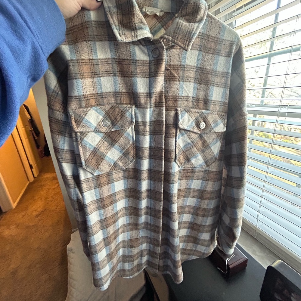 Altar'd State Blue and Brown Plaid Shirt